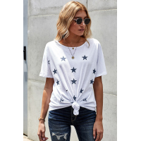 White Star Print Short Sleeve T-shirt 