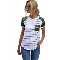 Green Striped Camo Pocketed Patch Tee