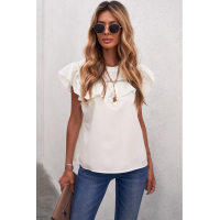 White Flutter Ruffled Top