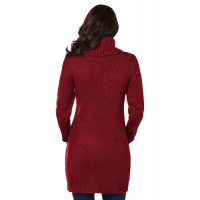 Red Cowl Neck Cable Knit Sweater Dress