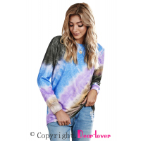 Ombre Blue Tie-dye Long Sleeve Top