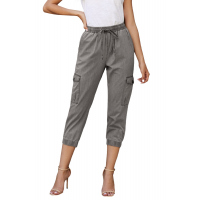 Gray Drawstring Cargo Pocketed Joggers