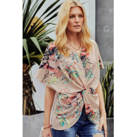 Apricot Amaryllis Floral Twist Top