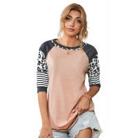 Pink Printed Raglan Sleeve Top