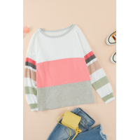 Oversized Colorblock Patchwork Long Sleeve Top