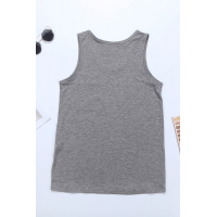 Gray Casual Women Tank Top with Multicolor Pocket