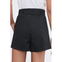 Black Tie Waist Casual Shorts with Pockets