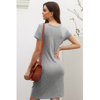 Gray Clear Skies Jersey Twist T-Shirt Dress