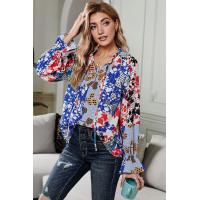 Multicolor Split Neck Printed Blouse