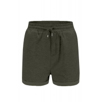 Green Tie Waist Side Pockets Cuffed Lounge Shorts