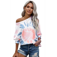 Pink Tie Dye Pullover Long Sleeve Top