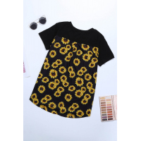 Yellow Printed Splicing T-Shirt