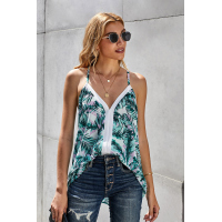 Green Leaf Print Tank Top