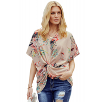 Apricot Amaryllis Floral Twist Top