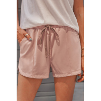 Dusty Pink Drawstring Elastic Waist Casual Shorts with Pockets