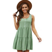 Green Tiered Ruffled Mini Dress