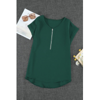 Green Zip To It Blouse