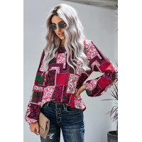 Rose Bohemian Floral Print Patchwork Top