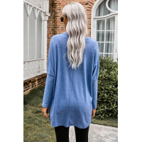 Sky Blue Longline Pocketed Top