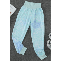 Sky Blue Tie-dye Pocket Casual Pants With Slit