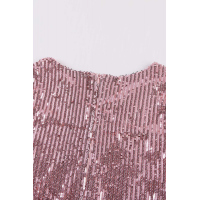 Pink Sequin Fringe Sleeve Prom Maxi Dress