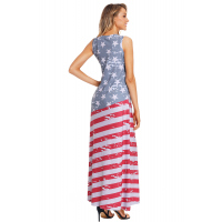 American Flag Print Sleeveless Maxi Dress