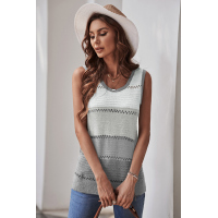 Gray Color Block Knitted Tank Top