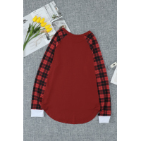 Red Plaid Long Sleeve Top