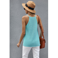 Sky Blue Keyhole Knit Tank Top