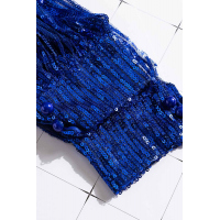 Blue Ombre Sequin Tassel Sleeve Bodycon Prom Dress