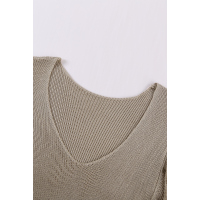 Khaki Cascading Ruffles Knit Tank Top