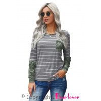 Camo Stripes Long Sleeves Top