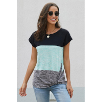 Green Color Block Twist Tee