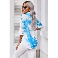 Blue Whirlwind Tie Dye Button Shirt with Pocket