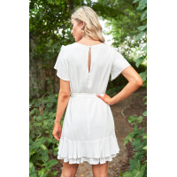 White Tassel Bust Wrap Bottom Dress