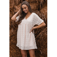 White Fever Pitch Pom Babydoll Tunic Dress