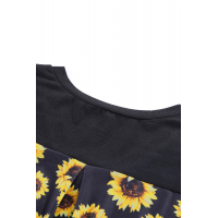 Yellow Printed Splicing T-Shirt