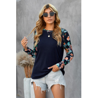 Floral Splicing Long Sleeve T-Shirt