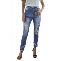 Distressed Mid Rise Skinny Denim Pants