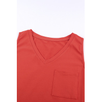 Orange Chest Pocket Tank Mini Dress