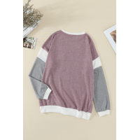 Splicing Sleeve Pink Knit Top