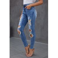 Medium Wash Distressed Skinny Jeans