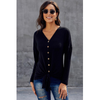 Black Dearly Loved Button Up Top