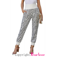 Leopard Pocket Casual Pants With Slit