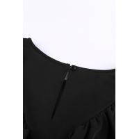 Black Ruffle Lantern Long Sleeve Top