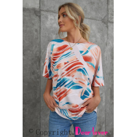 Tie-dye Print Flowy Dolman Top