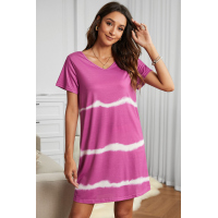 Pink Tie Dye Casual Mini Dress