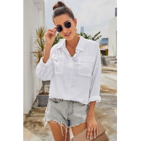 White Satin Utility Blouse