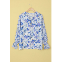 Blue Cakewalk Floral Smocked Blouse