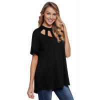 Black Cage Design High Neck Top